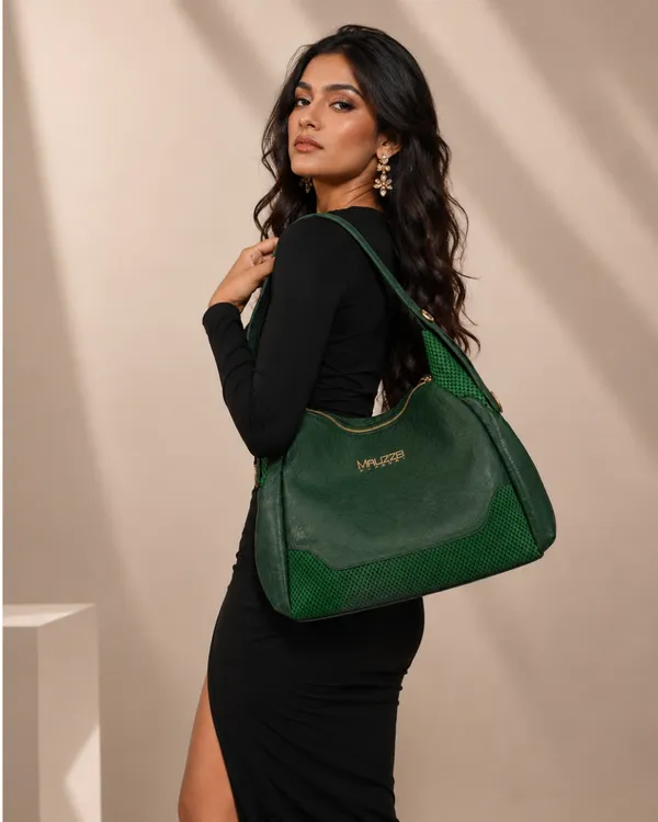 MAUZZEI_Kira_Textured_Shoulder_Bag_Forest_Green