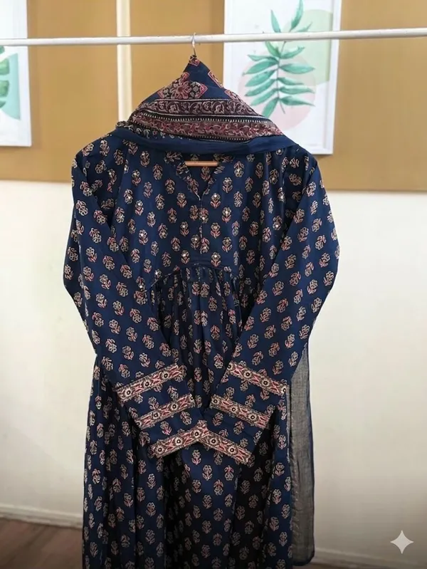 Women_Trendy_Cotton_Blue_Kurta_With_Pant_and_Dupatta