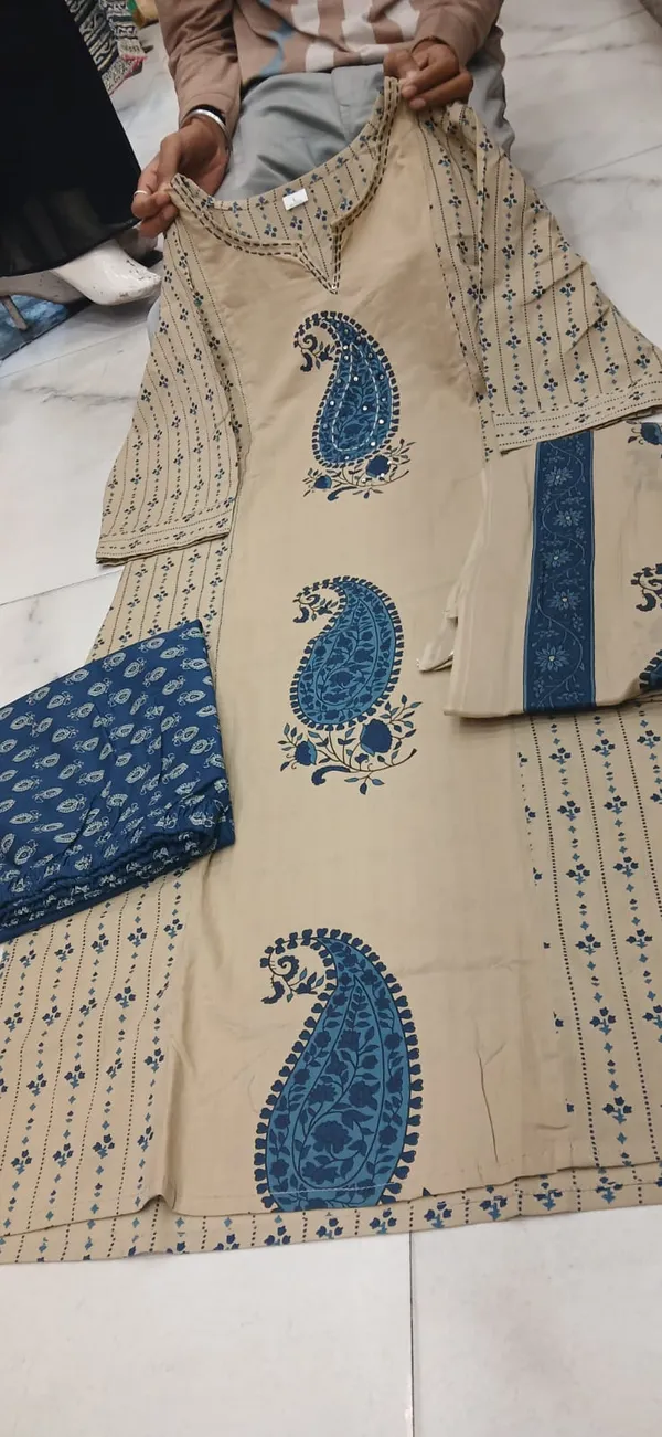 Women_Trendy_Cotton_Cream_Blue_Kurta_With_Pant_and_Dupatta