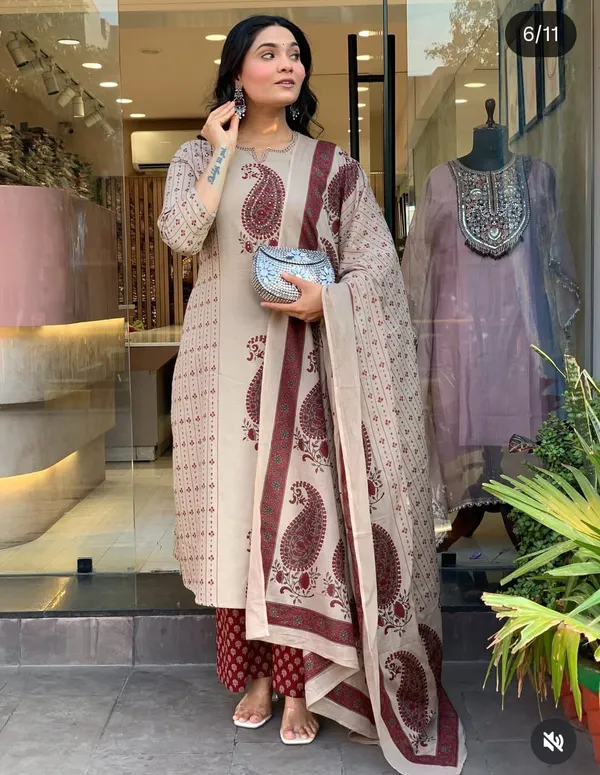 Women_Trendy_Cotton_Cream_Maroon_Kurta_With_Pant_and_Dupatta
