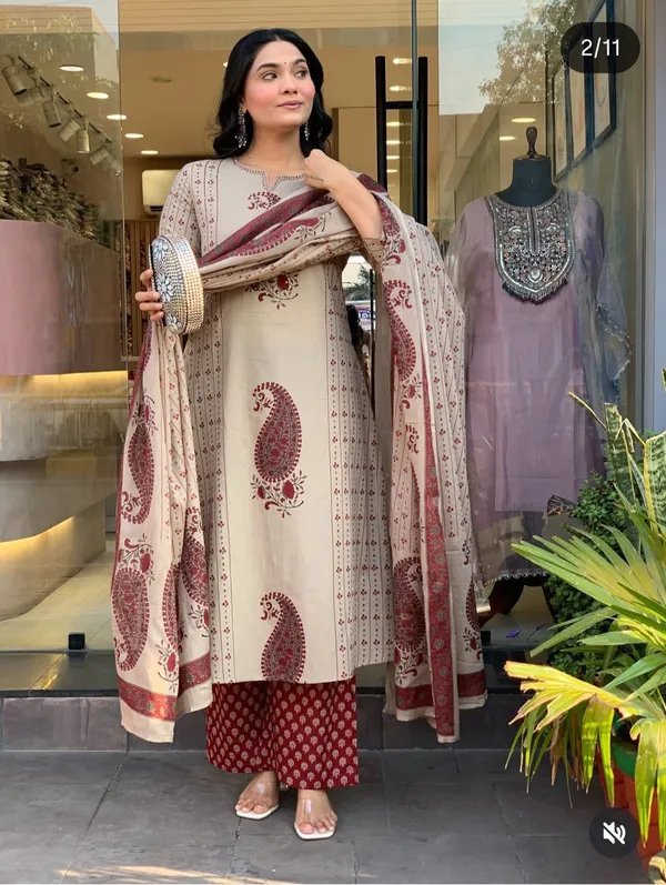 Women_Trendy_Cotton_Cream_Maroon_Kurta_With_Pant_and_Dupatta