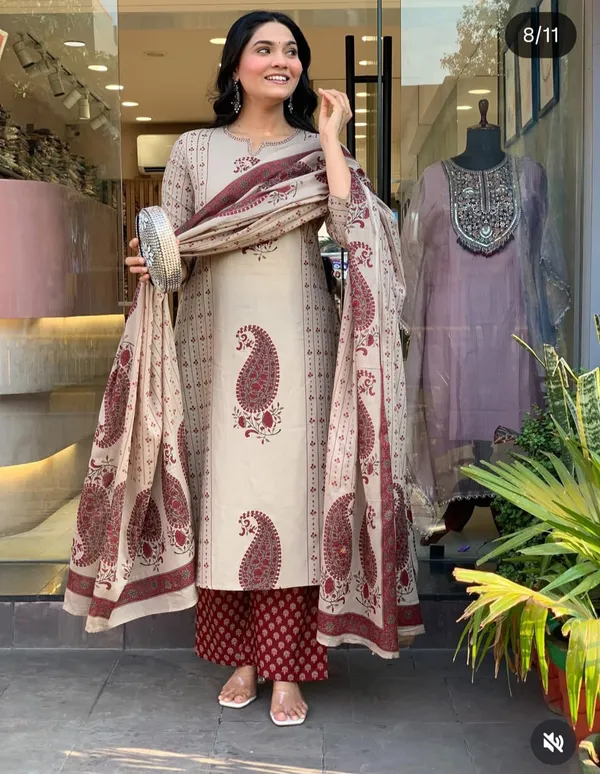 Women_Trendy_Cotton_Cream_Maroon_Kurta_With_Pant_and_Dupatta