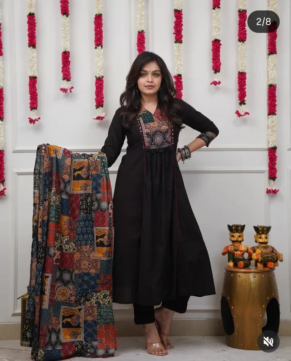 Women_Trendy_Cotton_Black_Kurta_With_Pant_and_Dupatta