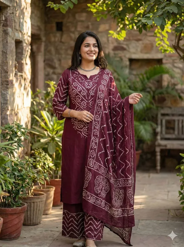Women_Trendy_Cotton_Wine_Kurta_With_Pant_and_Dupatta