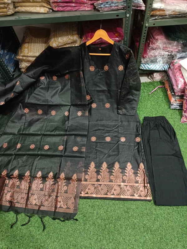 Women_Trendy_Cotton_Black_Kurta_With_Pant_and_Dupatta