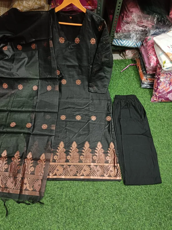 Women_Trendy_Cotton_Black_Kurta_With_Pant_and_Dupatta