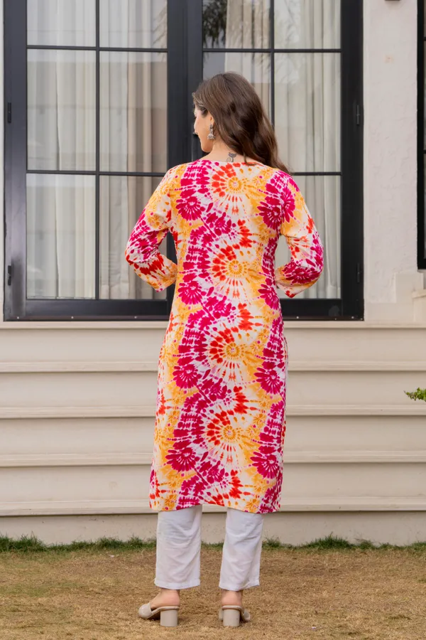 Yellow_Viscose_Rayon_Tie-Dye_Straight_Kurta_For_Women