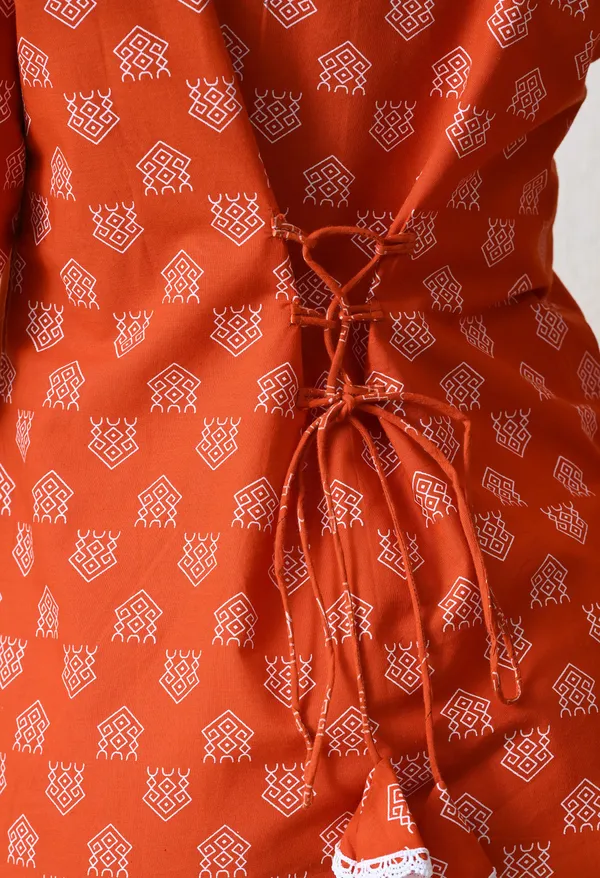 Orange_Viscose_Rayon_Relaxed_Fit_Printed_Short_Kurta_For_Women
