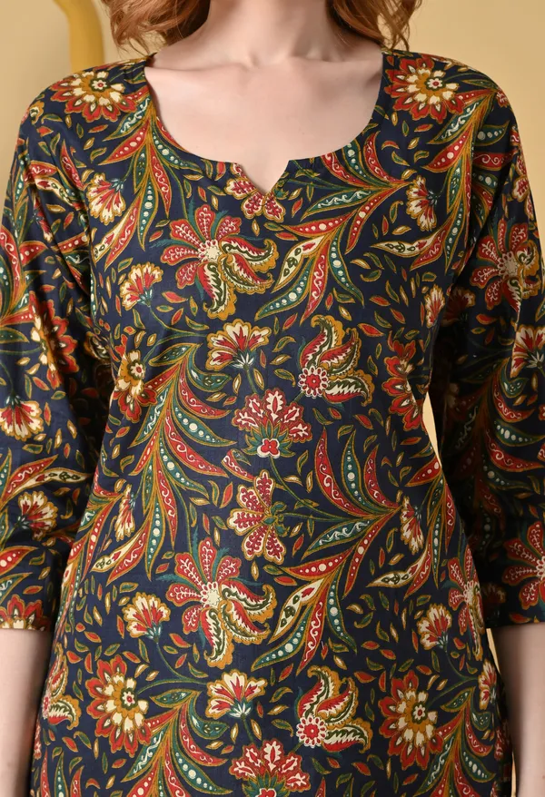 Black_Viscose_Rayon_Straight_Floral_Paisley_Print_Short_Kurta_For_Women