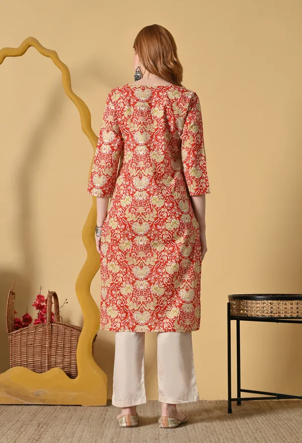 Red_Viscose_Rayon_Straight_Paisley_Floral_Print_Kurta_For_Women