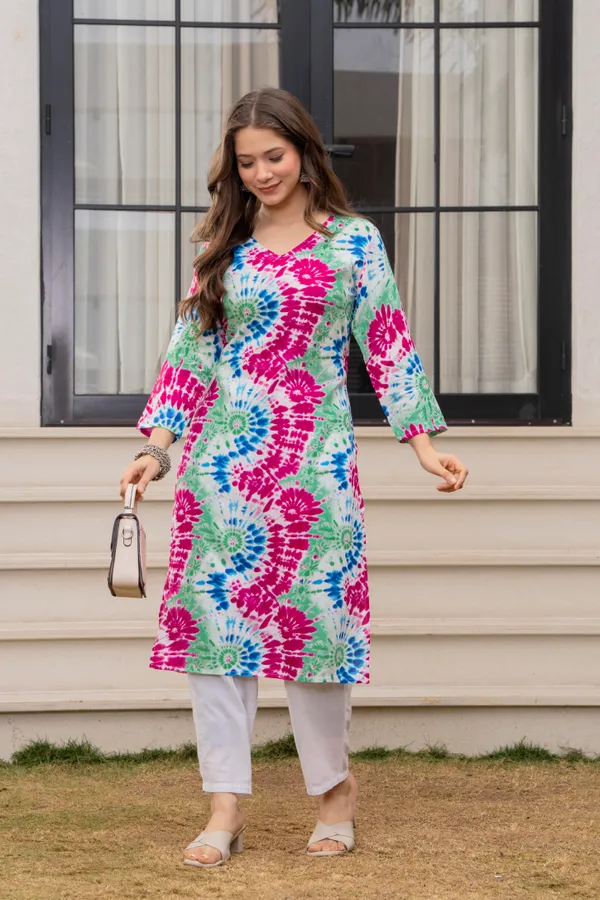Green_Viscose_Rayon_Relaxed_Fit_Tie-Dye_Print_Kurta_For_Women