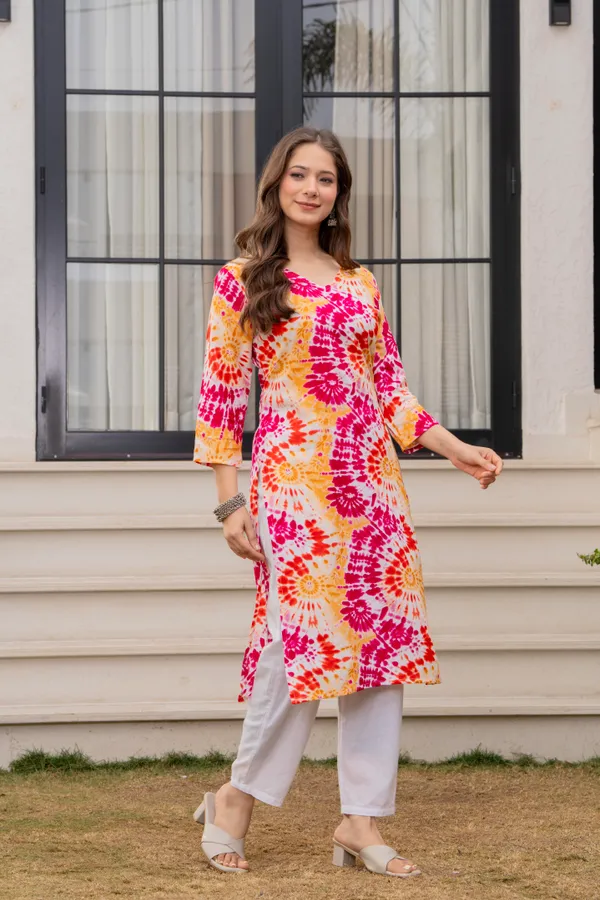 Yellow_Viscose_Rayon_Tie-Dye_Straight_Kurta_For_Women