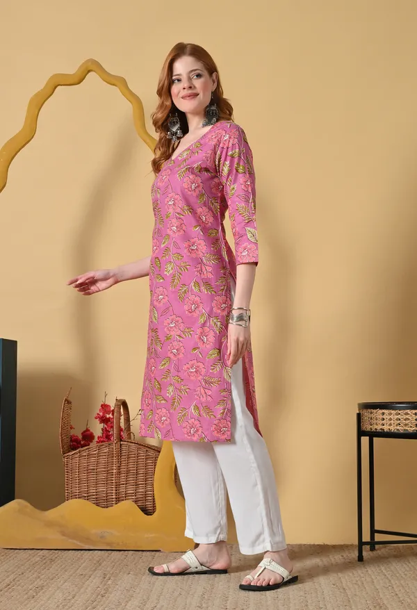 Pink_Viscose_Rayon_Straight_Floral_Embroidered_Kurta_For_Women