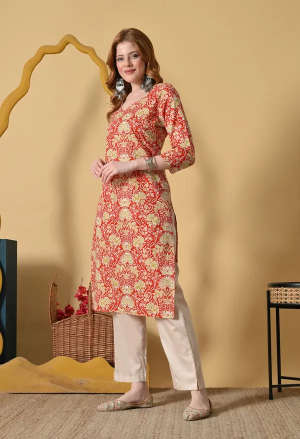 Red_Viscose_Rayon_Straight_Paisley_Floral_Print_Kurta_For_Women