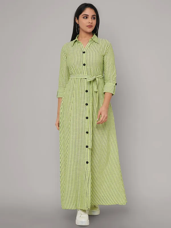 Green_Viscose_Rayon_Striped_Relaxed_Dress_For_Women