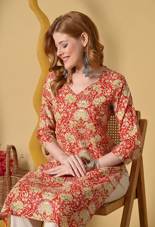Red_Viscose_Rayon_Straight_Paisley_Floral_Print_Kurta_For_Women