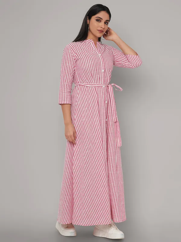 Pink_Viscose_Rayon_Striped_Relaxed_Fit_Maxi_Dress_For_Women
