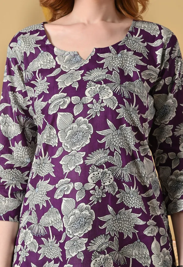 Purple_Viscose_Rayon_Floral_Print_Short_Kurta_For_Women