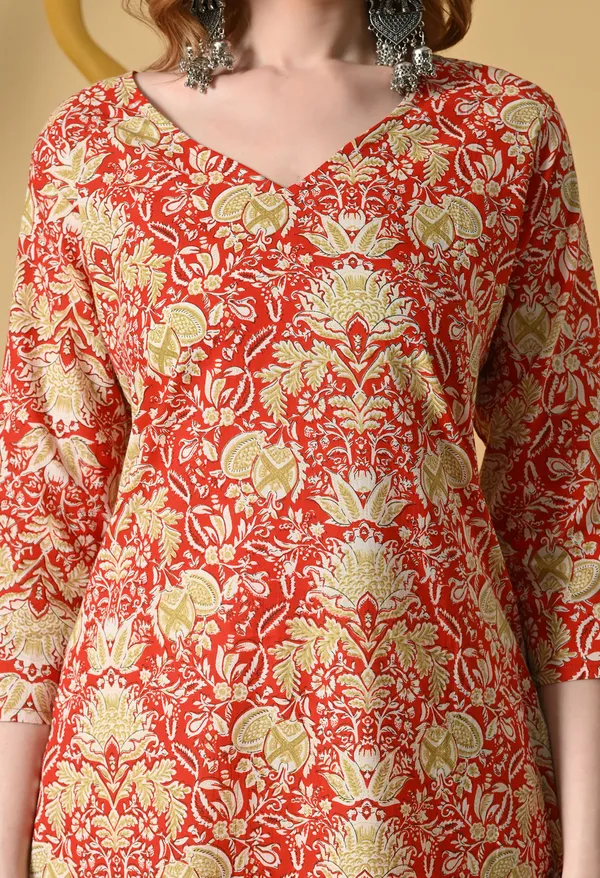 Red_Viscose_Rayon_Straight_Paisley_Floral_Print_Kurta_For_Women