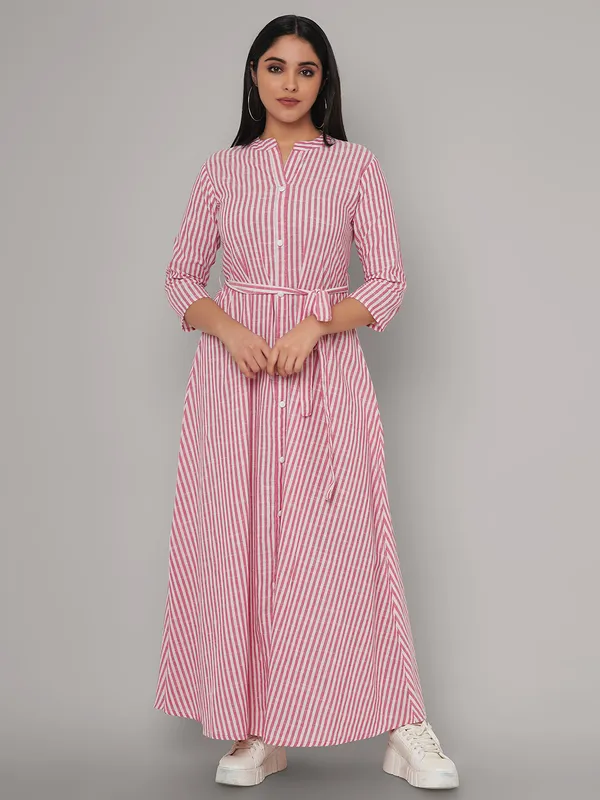 Pink_Viscose_Rayon_Striped_Relaxed_Fit_Maxi_Dress_For_Women