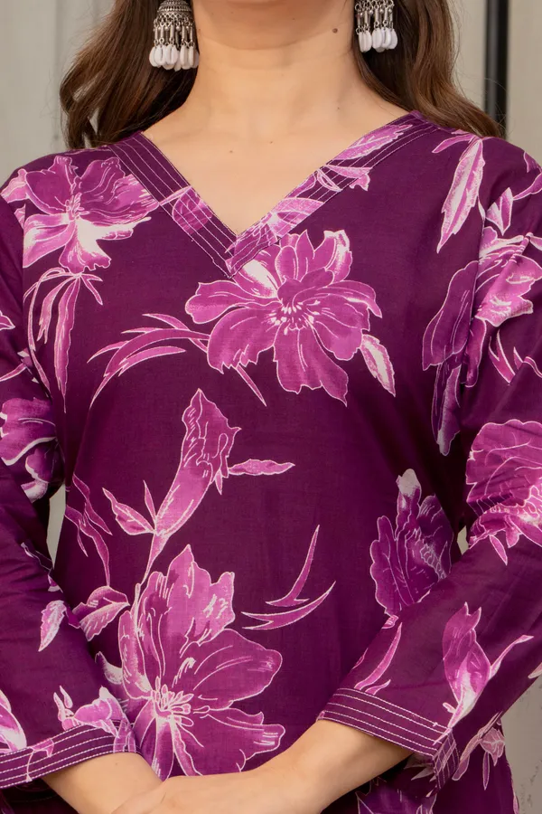 Purple_Viscose_Rayon_Floral_Print_Straight_Kurta_Pant_Set_For_Women