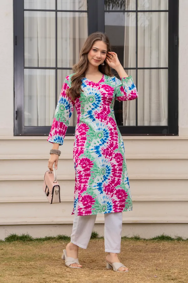 Green_Viscose_Rayon_Relaxed_Fit_Tie-Dye_Print_Kurta_For_Women