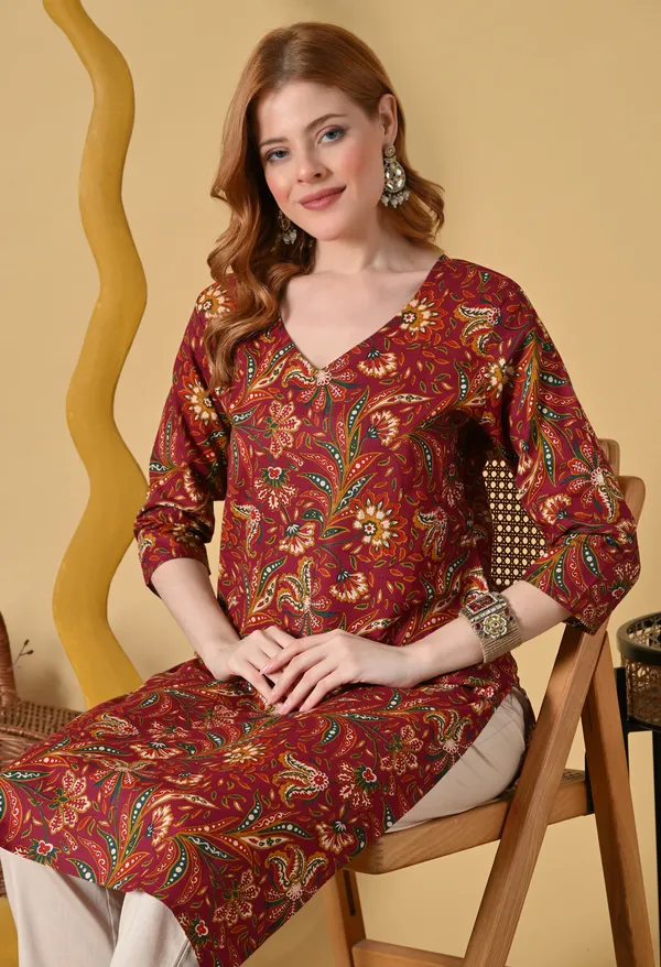 Maroon_Viscose_Rayon_Paisley_Print_Straight_Kurta_For_Women
