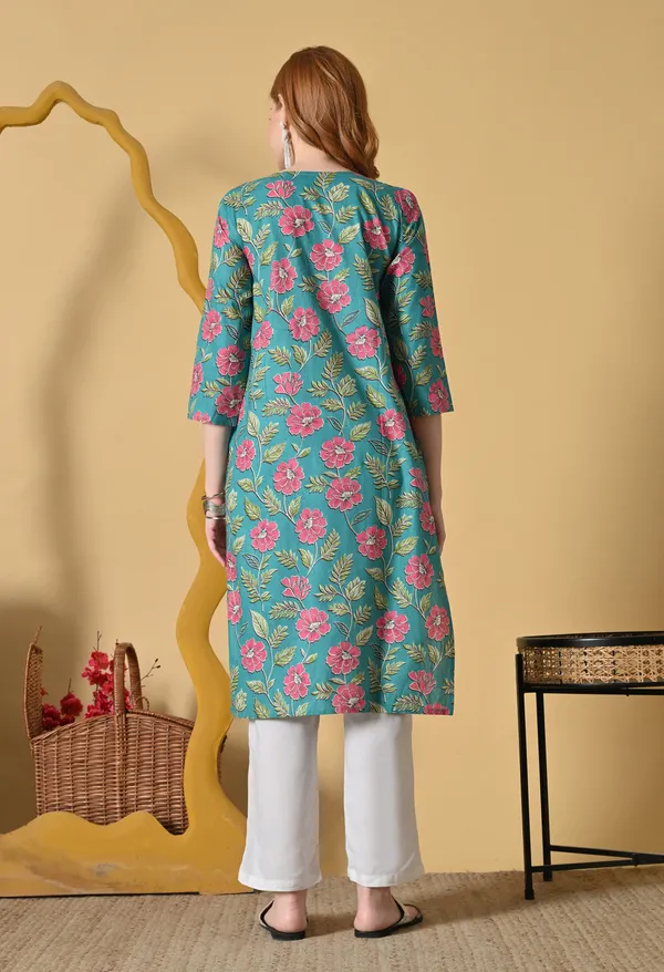 Rama_Green_Viscose_Rayon_Floral_Print_Straight_Kurta_For_Women