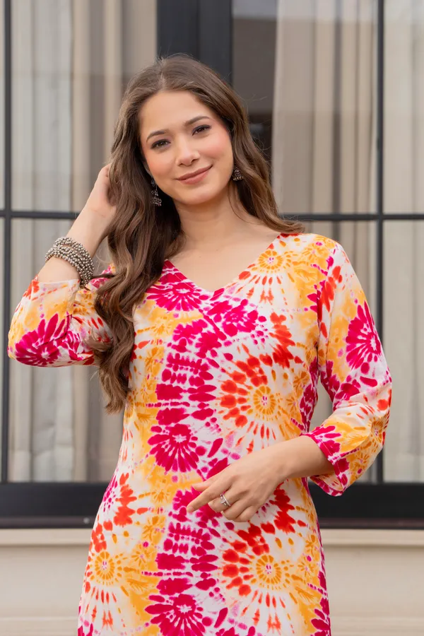 Yellow_Viscose_Rayon_Tie-Dye_Straight_Kurta_For_Women