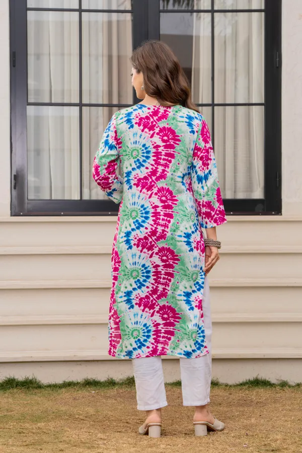 Green_Viscose_Rayon_Relaxed_Fit_Tie-Dye_Print_Kurta_For_Women