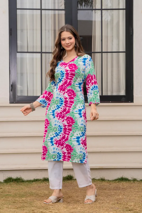 Green_Viscose_Rayon_Relaxed_Fit_Tie-Dye_Print_Kurta_For_Women