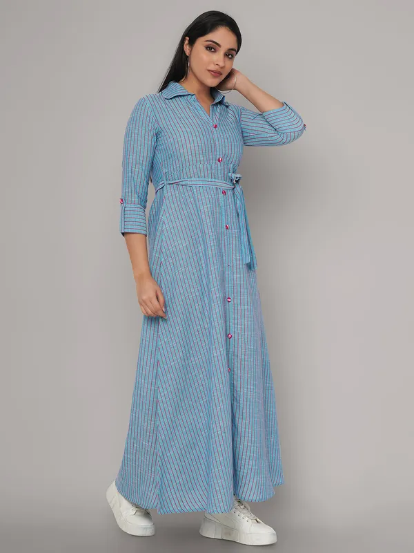 Blue_Viscose_Rayon_Striped_Relaxed_Dress_For_Women
