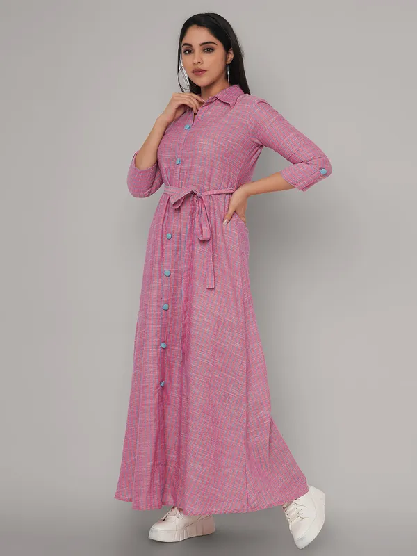 Pink_Viscose_Rayon_Relaxed_Fit_Maxi_Dress_For_Women