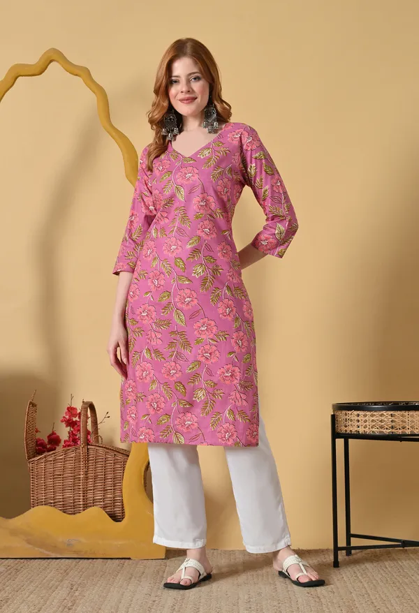 Pink_Viscose_Rayon_Straight_Floral_Embroidered_Kurta_For_Women
