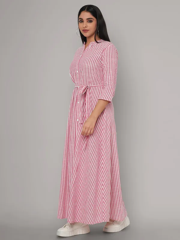 Pink_Viscose_Rayon_Striped_Relaxed_Fit_Maxi_Dress_For_Women