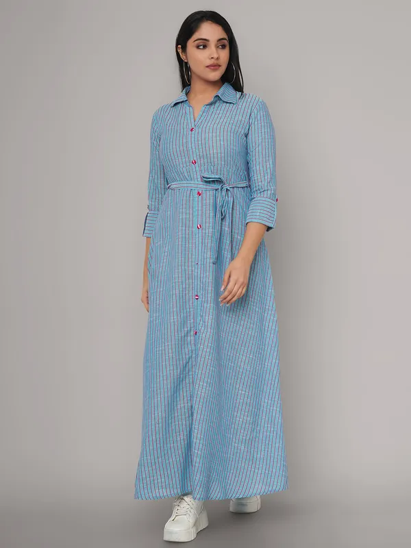 Blue_Viscose_Rayon_Striped_Relaxed_Dress_For_Women