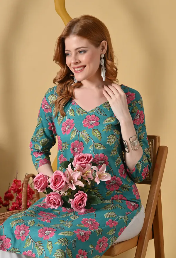 Rama_Green_Viscose_Rayon_Floral_Print_Straight_Kurta_For_Women