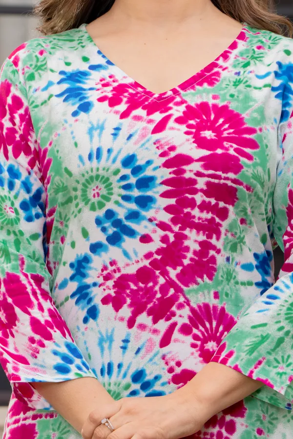 Green_Viscose_Rayon_Relaxed_Fit_Tie-Dye_Print_Kurta_For_Women