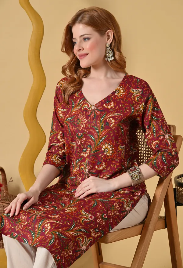 Maroon_Viscose_Rayon_Paisley_Print_Straight_Kurta_For_Women