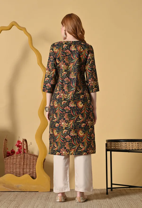 Black_Viscose_Rayon_Straight_Floral_Print_Kurta_For_Women