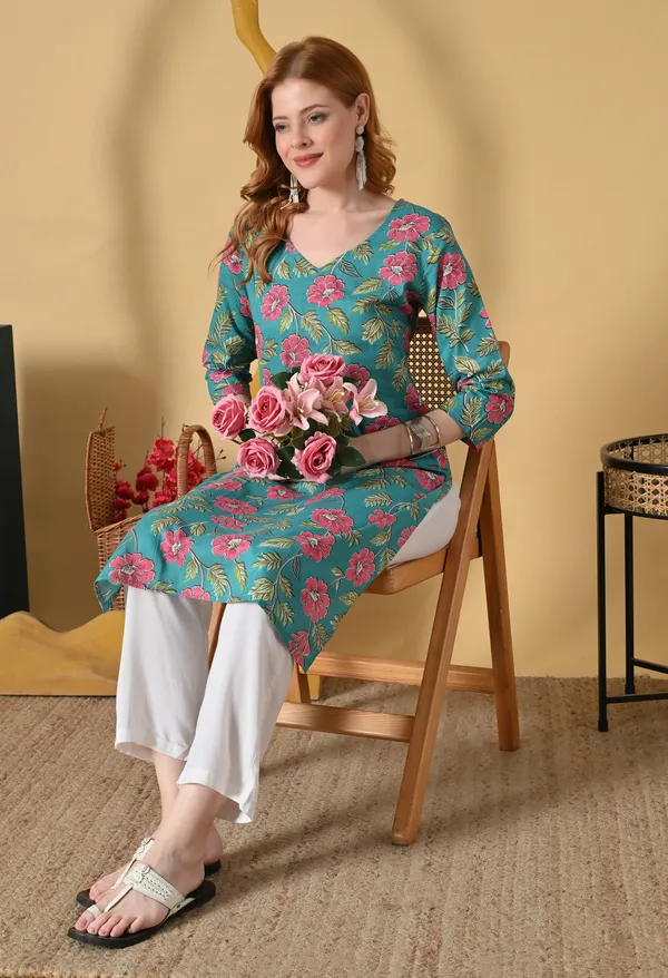 Rama_Green_Viscose_Rayon_Floral_Print_Straight_Kurta_For_Women