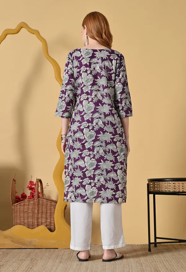 Purple_Viscose_Rayon_Floral_Print_Straight_Kurta_For_Women