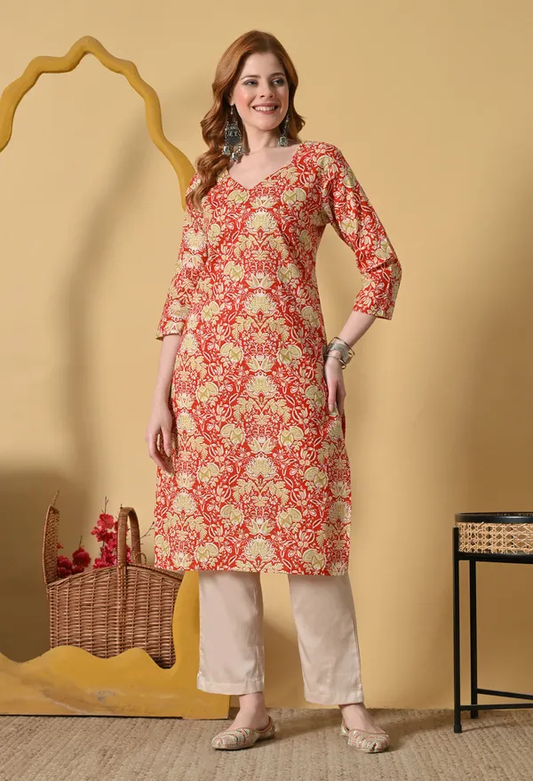 Red_Viscose_Rayon_Straight_Paisley_Floral_Print_Kurta_For_Women