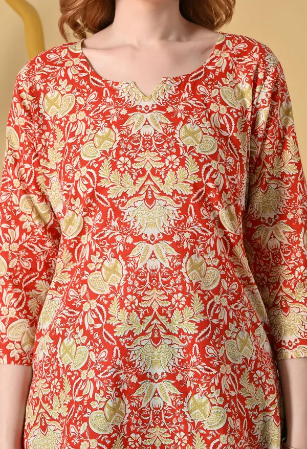Red_Viscose_Rayon_Straight_Paisley_Floral_Print_Short_Kurta_For_Women