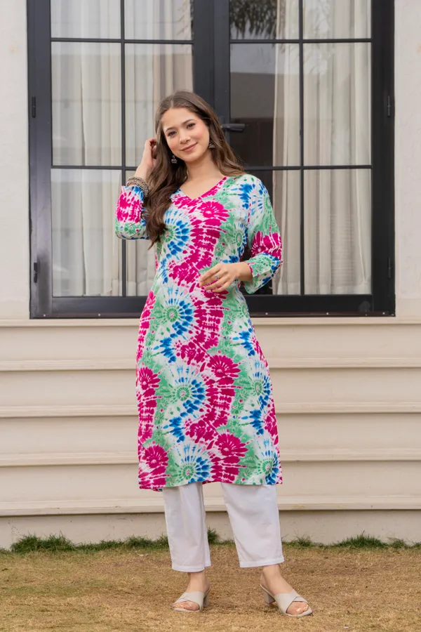 Green_Viscose_Rayon_Relaxed_Fit_Tie-Dye_Print_Kurta_For_Women