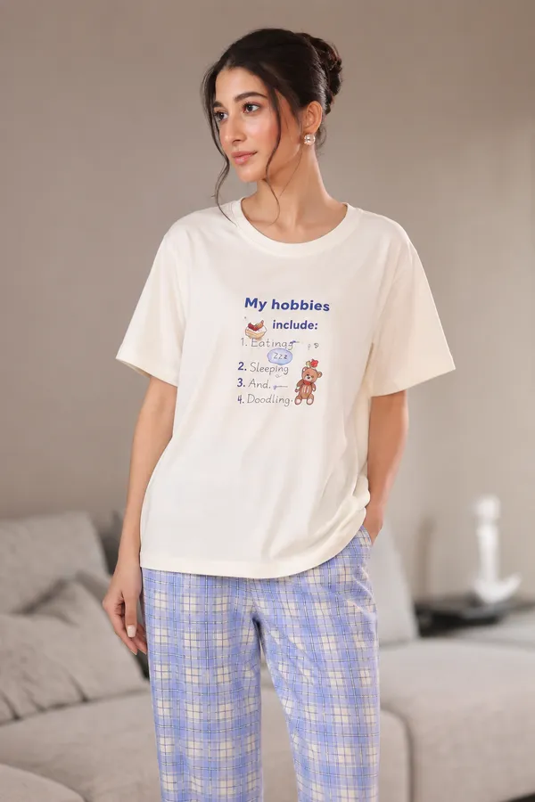Positive_Vibes_Blue_Check_Lycra_Nightdress_Set_for_Women