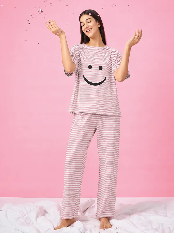Women’s_Pink_Striped_Smile_Night_Suit
