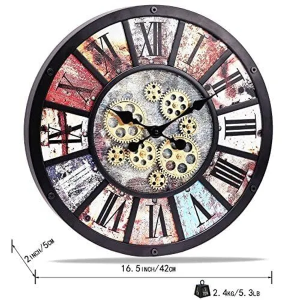 Brown_Metal_Mdf_Industrial_Steampunk_Rotating_Gear_Roman_Numeral_Wall_Clock
