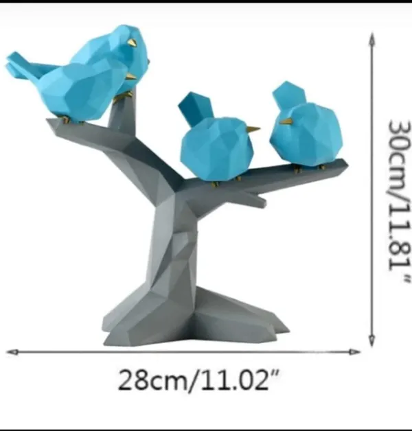 Blue_Polyresin_Low_Poly_Bird_Figurine_On_Branch