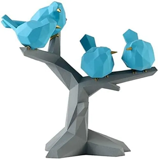 Blue_Polyresin_Low_Poly_Bird_Figurine_On_Branch